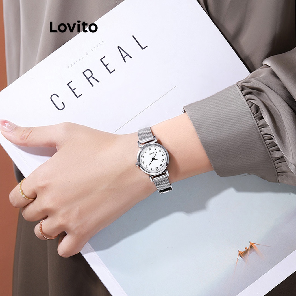 Đồng hồ quartz Lovito cơ bản màu trơn thường ngày cho nữ L69AD053