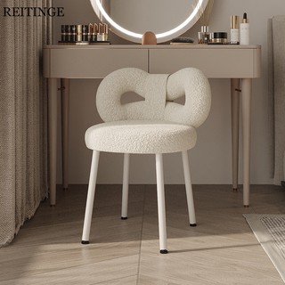 Decor phòng ngủ ghế Ghế Trang Điểm Lông Cừu Đính Nơ Đơn Giản Hiện Đại