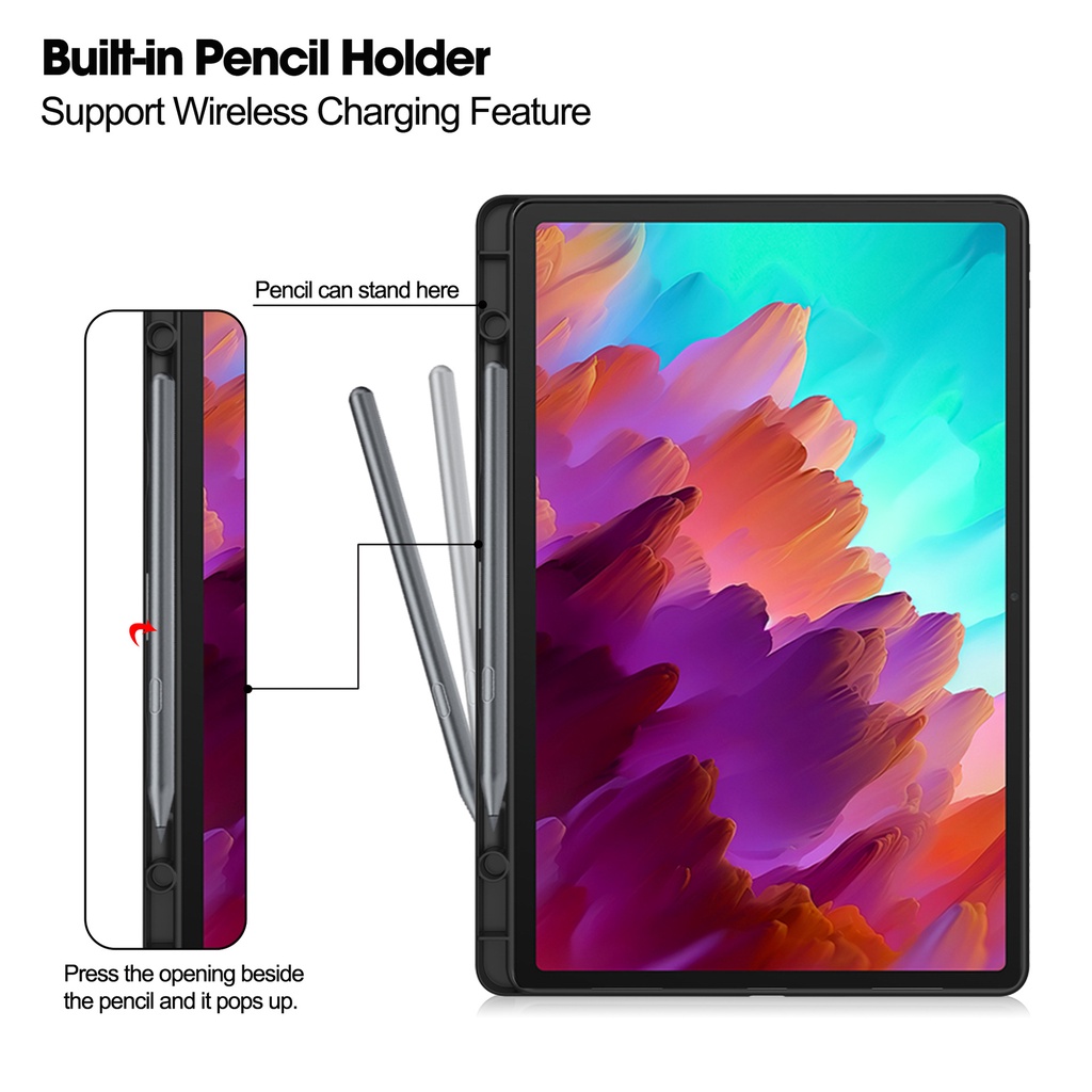 Mới Bao Da Máy Tính Bảng Kèm Ngăn Đựng Bút Cho lenovo tab p12 12.7 inch 2023 xiaoxin pad pro 12 7 12.7 Giá Đỡ