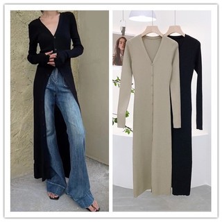 Áo Khoác cardigan Dáng Dài Cổ Chữ v Khoét Sâu Thời Trang Thu Đông 7283 # 2023