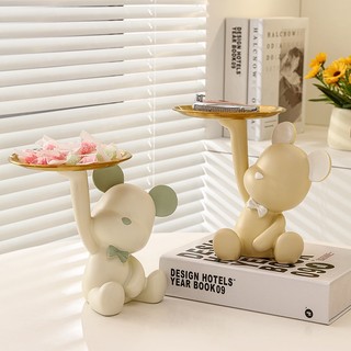Tượng gấu Bearbrick bê khay đựng đồ kệ tủ phòng khách trang trí nhà cửa và phòng ngủ - Mã 202