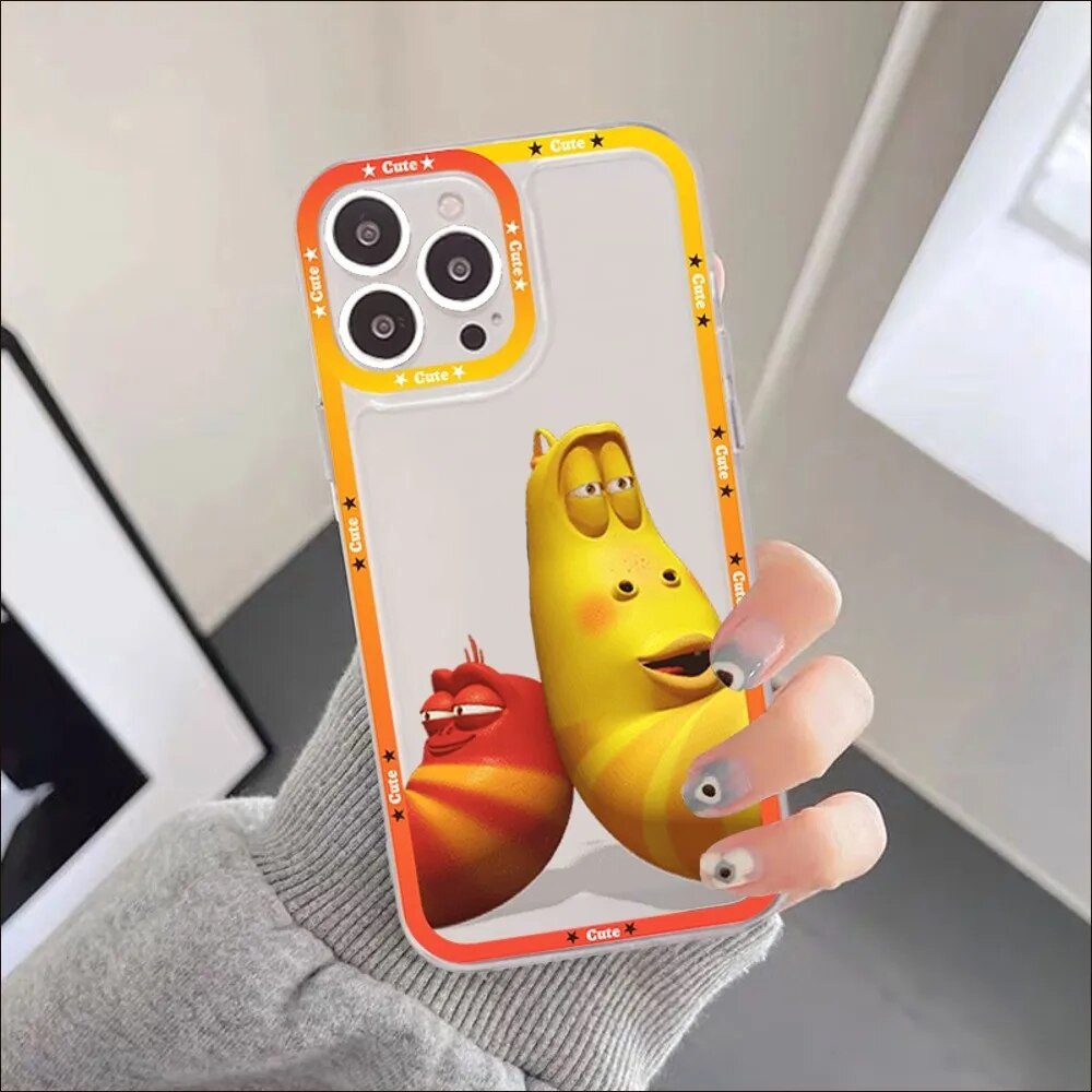 Ốp lưng iphone cạnh vuông Larva Ấu Trùng Tinh NGhịch Đỏ Vàng 8plus/x/xs/11/12/pro/max/plus/promax