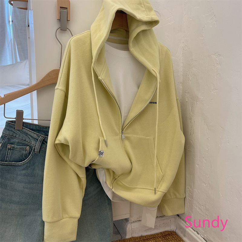 Áo Khoác cardigan Có Nón In Chữ Màu Sắc Ngọt Ngào Thời Trang Cho Nữ
