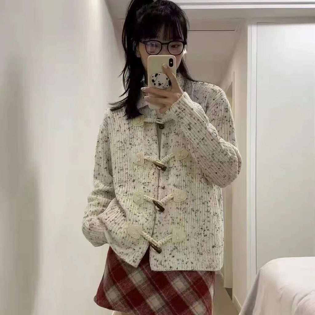 Áo Khoác cardigan Dệt Kim Tay Dài Dáng Rộng Đính Nút Nhiều Màu Sắc Thời Trang Cho Nữ