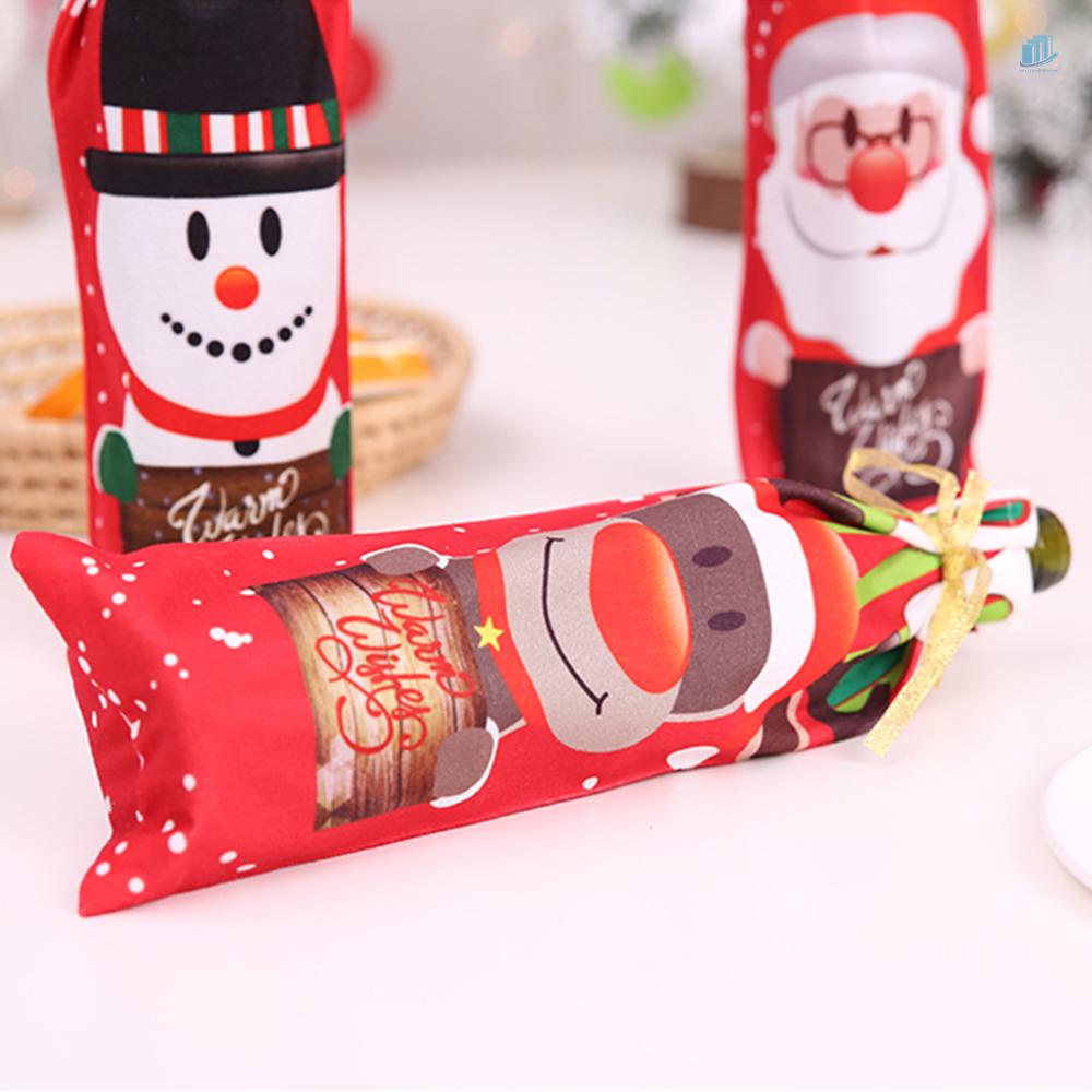 Vỏ Bọc Chai Rượu Sâm Panh In Họa Tiết Ông Già Noel / Người Tuyết / Nai Sừng Tấm Trang Trí Giáng Sinh