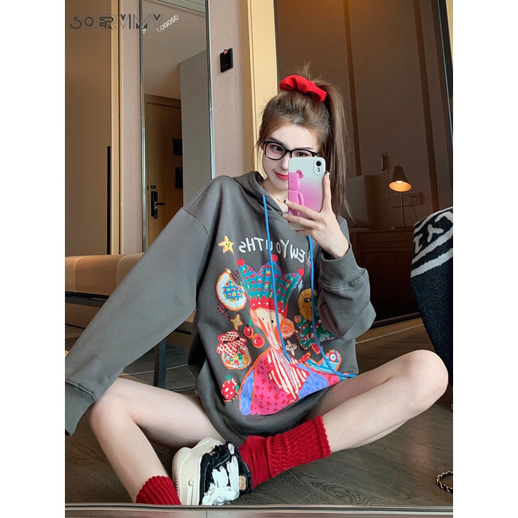 SOERVIMY Áo Khoác hoodie áo khoác nữ zip hoodie cozy casual fashionable Korean WWY23B0K9M 45Z231111