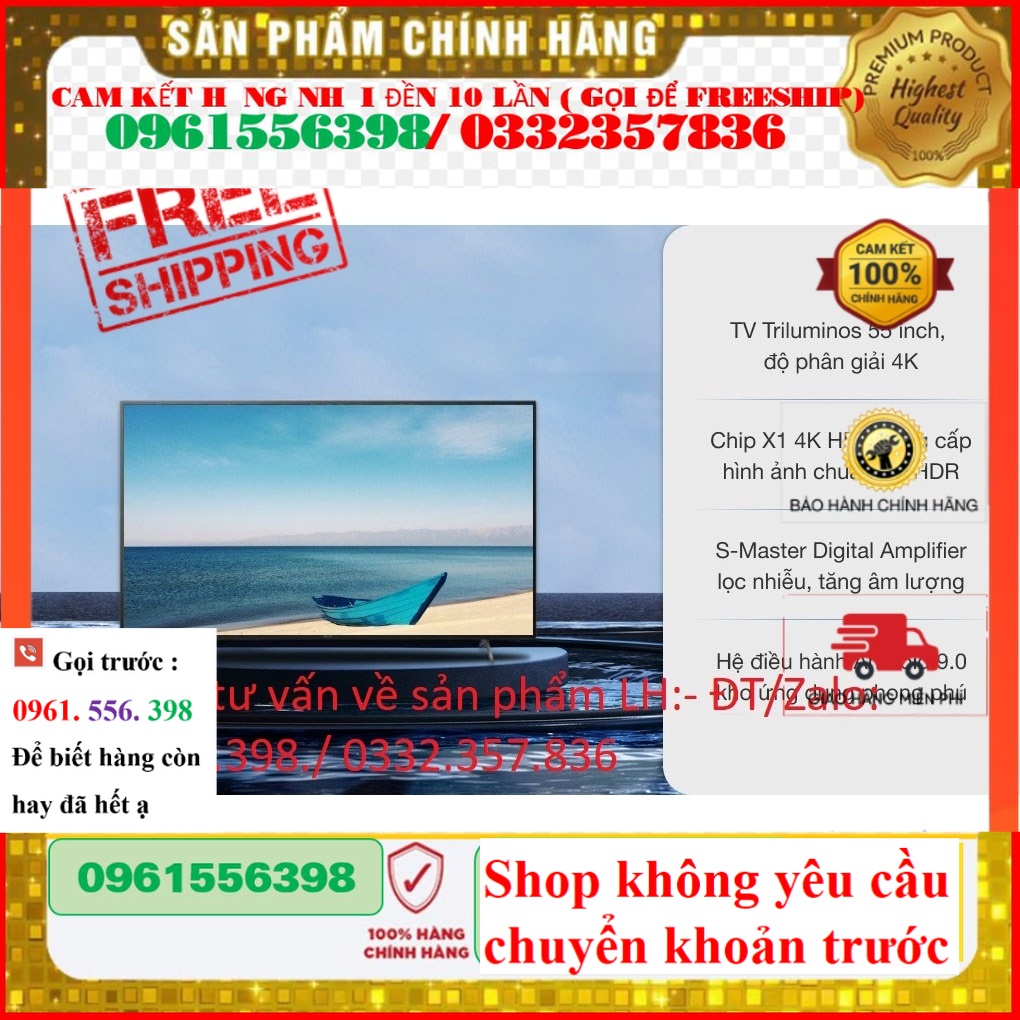 new Smart Tivi Sony 55 Inch 4K UHD KD-55X8000H &lt; Chính hãng BH:24 tháng tại nhà toàn quốc &gt;