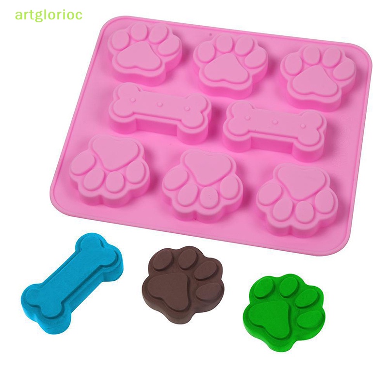 Aart Khuôn Silicon Làm Đá / Sô Cô La / Bánh Kẹo Hình Dấu Chân Chó / Mèo Dễ Thương Có Thể Tái Sử Dụng