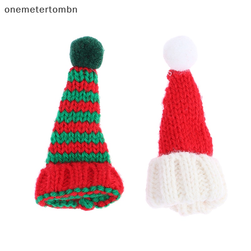 Set 2 Mũ Giáng Sinh mini Kèm Khăn Choàng Cổ Dệt Kim Cho Búp Bê bn