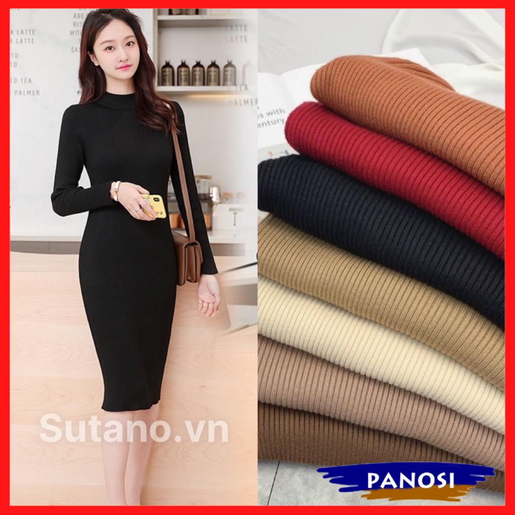 Váy len body cổ 3 phân dáng ôm body dài qua gối chất len dày dặn hàng đẹp PANOSI - V628
