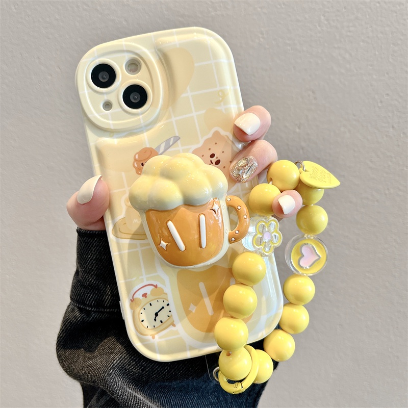 Ốp Điện Thoại Mềm Chống Rơi Chống Bẩn Có Giá Đỡ Hình Ly Bia Cho iphone x xr xs max 11 12 13 pro max 7 plus 8 plus 14 15 pro max