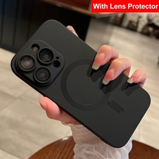 Ốp Điện Thoại Kính Cường Lực Từ Tính Viền Silicon Mềm Bảo Vệ Ống Kính Máy Ảnh Cho iphone15 14 plus 13 12 11 pro max