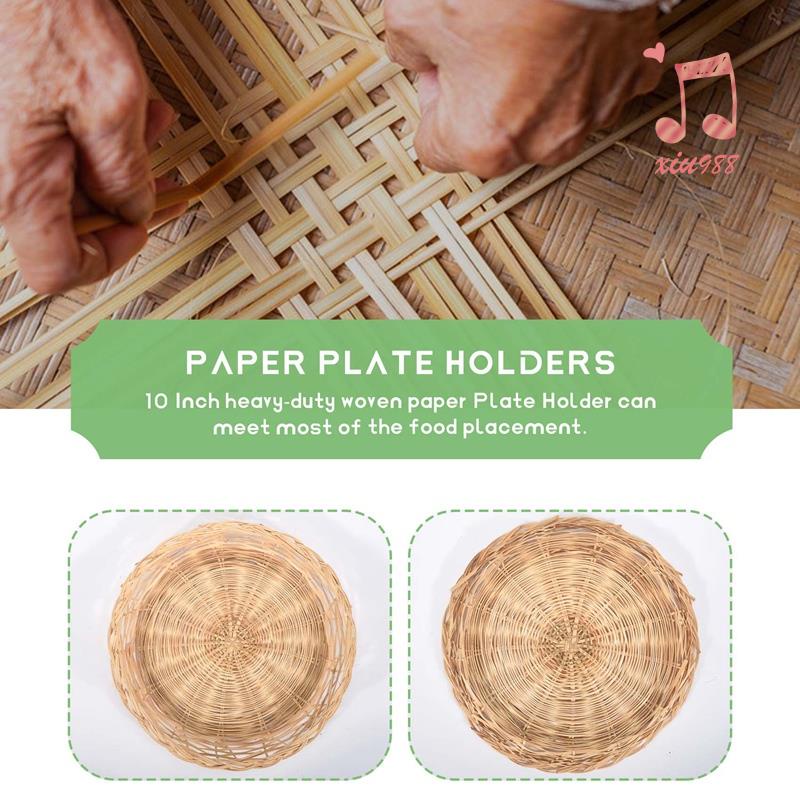 Giá Đỡ Đĩa Giấy Bằng Tre Hình Tròn 10 inch Có Thể Tái Sử Dụng Tiện Lợi Dành Cho Tiệc Dã Ngoại xiu988