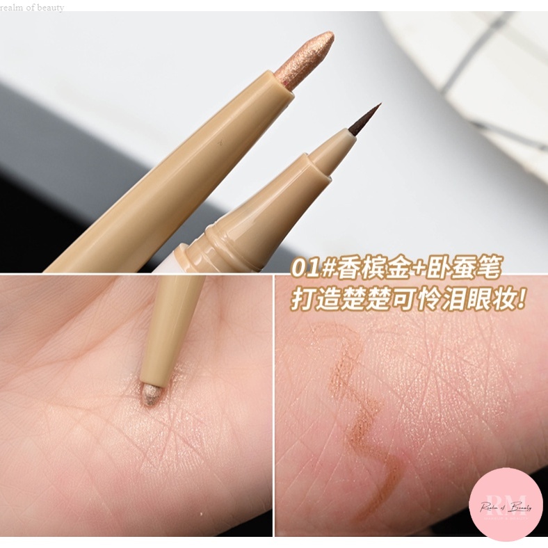 Bút kẻ mắt Bobeini 2 đầu có đầu nhũ mắt hiệu ứng Matte Tự Nhiên bền màu lâu trôi