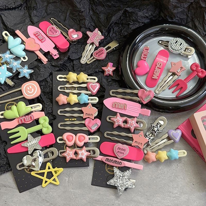 Set 7 Kẹp Tóc Hình Ngôi Sao / Trái Tim Dễ Thương Cho Nữ y2k