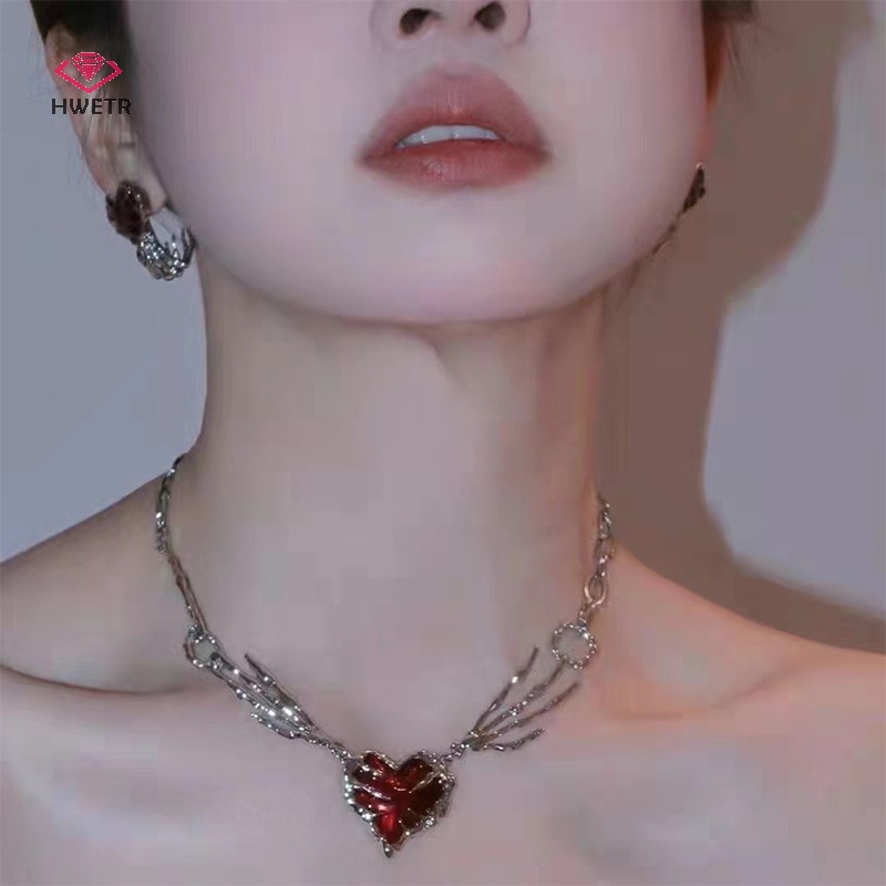 Vòng cổ choker HWETR mặt trái tim phong cách gothic punk thời trang cho nữ