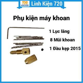 Combo máy khoan mini 5V Siêu Khỏe V1(  1 motor mini 132, 1 đầu kẹp 2015, mũi  khoan)