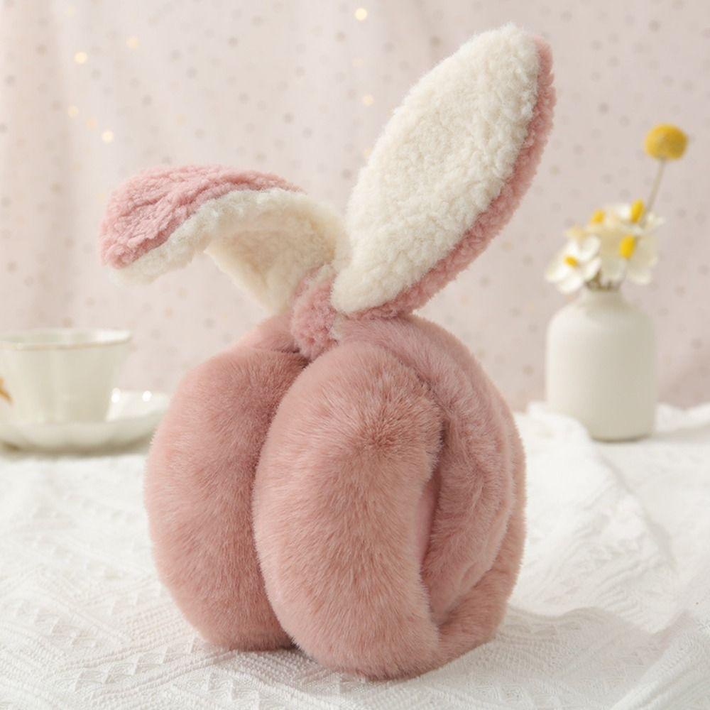 Chụp Tai Thỏ Bông Mềm Mại Giữ Ấm Mùa Đông topbeauty1 Có Thể Gập Lại