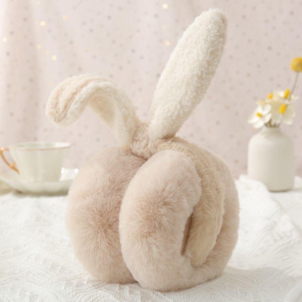 Chụp Tai Thỏ Bông Mềm Mại Giữ Ấm Mùa Đông topbeauty1 Có Thể Gập Lại