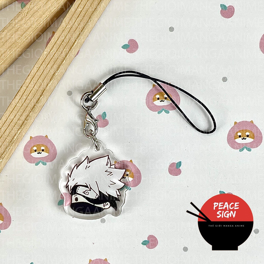 Móc dây treo điện thoại IN HÌNH NARUTO SHIPPUDEN ver FACE CHIBI mica trong acrylic móc khóa trang trí