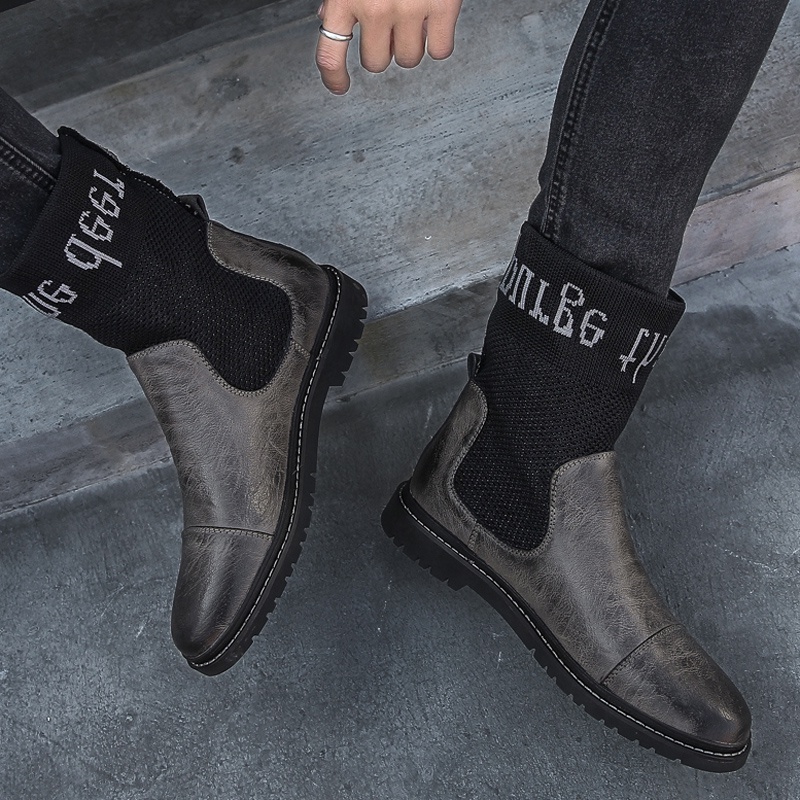 Giày Bốt Da In Hình Đôi Giày Phong Cách Cổ Điển Dành Cho Nam