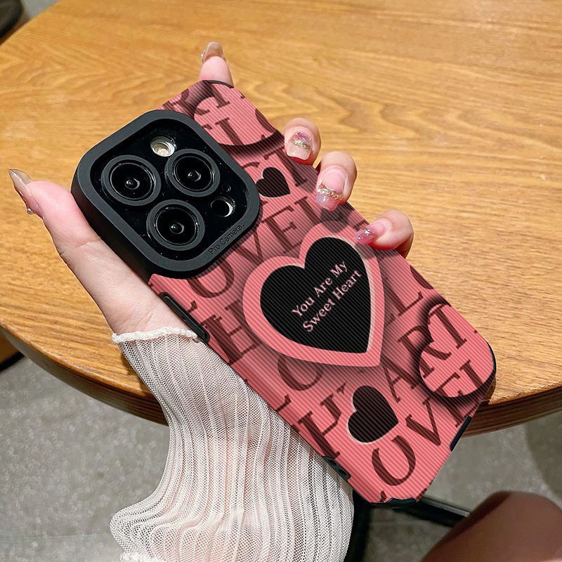 Ốp Điện Thoại Họa Tiết Trái Tim Kiểu Nhật Hàn Dễ Thương Cho Iphone 11promax 14 13 12 6s 8plus 15promax