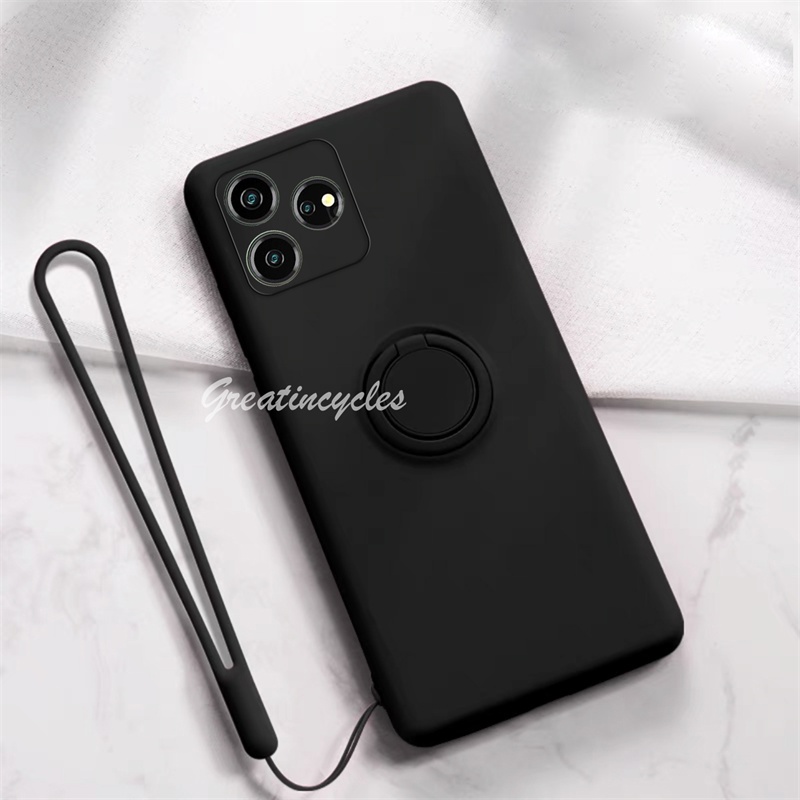 Dành Cho ZTE Blade V50 Thiết Kế ZTE 8050 Ốp Lưng TPU Mềm Kim Loại Đen Giá Đỡ Điện Thoại Từ Tính Vỏ Bảo Vệ Dây Đeo Cổ Tay Dây Silicon Chống Mất Sling Cổ Tay Dây Ngắn
