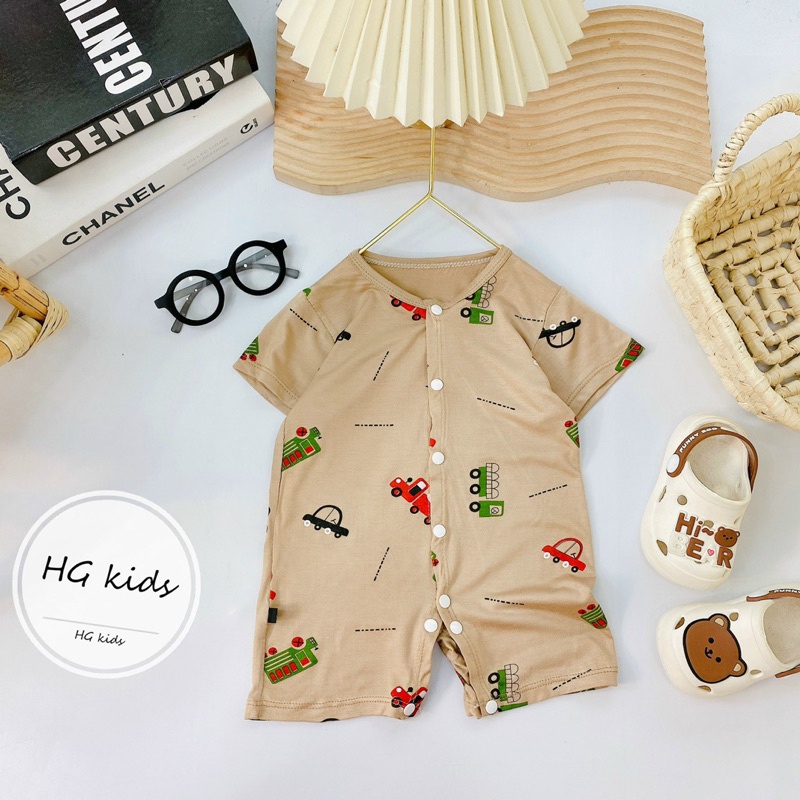 Bộ liền thân đùi/cộc tay hoạ tiết cài thẳng HG Kids chất thun lạnh loại 1 siêu mềm mát cho bé trai bé gái