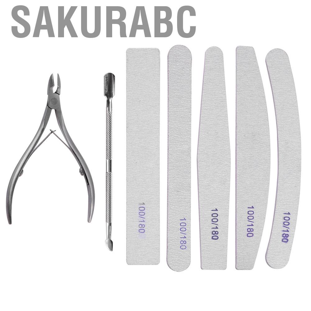 Sakurabc 8pcs Professional Nail Art Manicure Pedicure Tool Set Sanding