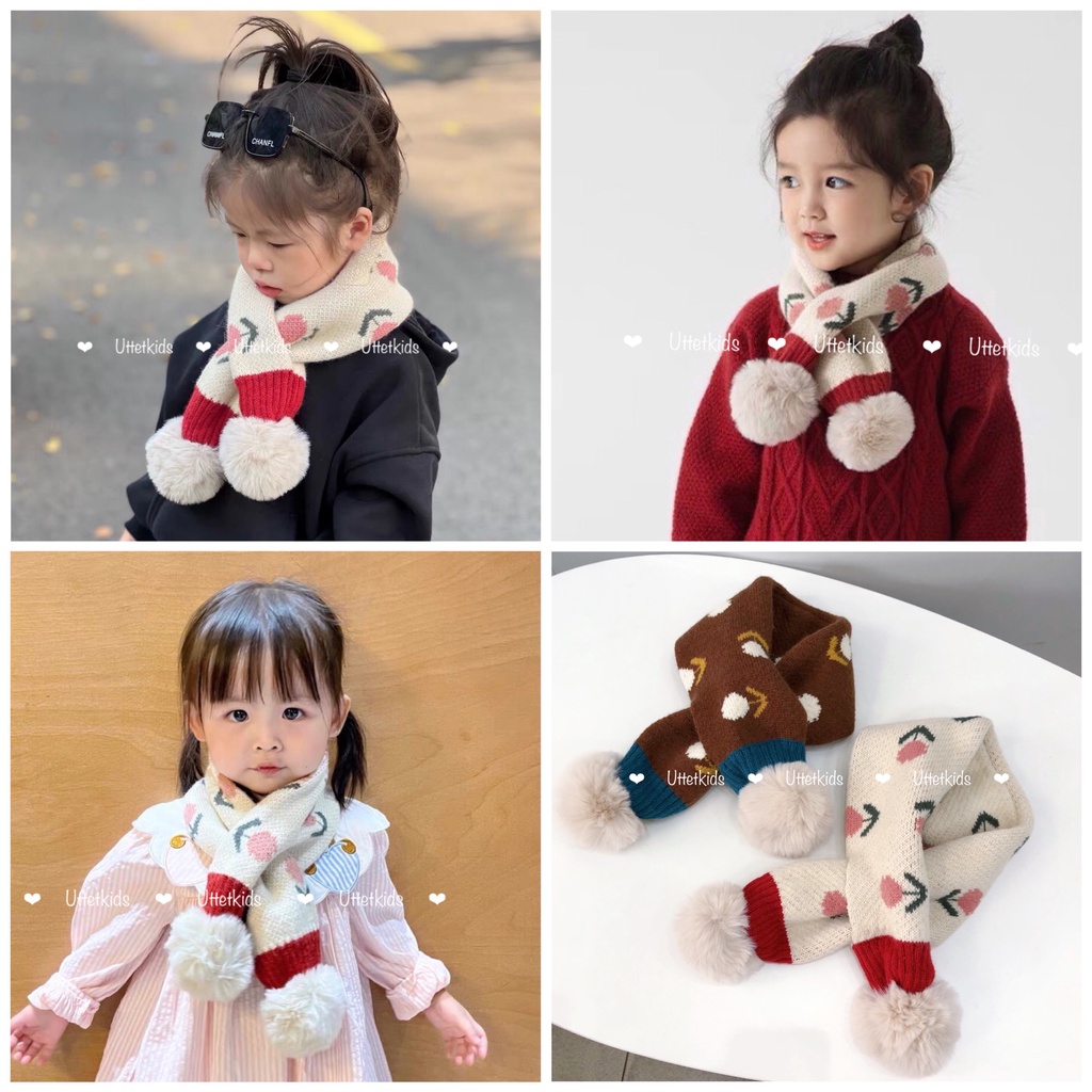 KHĂN QUÀNG CỔ HOA PHONG CÁCH HÀN QUỐC CHO BÉ GÁI