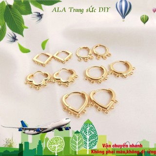 💖Trang sức DIY phụ kiện💖Bông Tai Mạ Vàng 14k Hình Cỏ Bốn Lá / Trái Tim Nhiều Màu Sắc diy [Bông tai/Hoa tai/Kẹp tai]