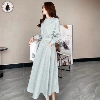 Hormoo Váy dài tay dáng ôm phong cách Hàn Quốc khí chất cỡ lớn
