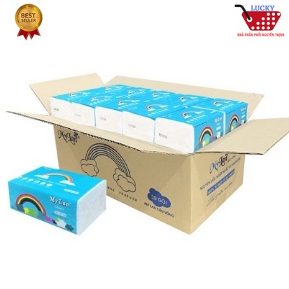10 Gói Khăn Giấy ăn Cầu Vồng MyLan 3 Lớp (100 Tờ/Gói ) Siêu Dai, Không Tan Trong Nước ,An toàn hơn Khăn ướt