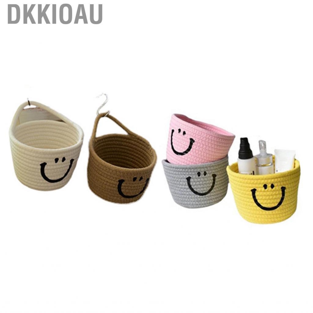 Dkkioau Cute Cotton Rope Basket Wall Mounted Soft Foldable Hand Woven Small Storage for Home Use