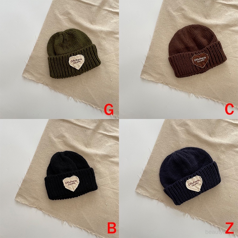 Mũ Dệt Kim Co Giãn Ghép Nối Tai Trái Tim Ấm Áp Dễ Thương Có Thể Gập Lại Cho Bé Trai Và Bé Gái