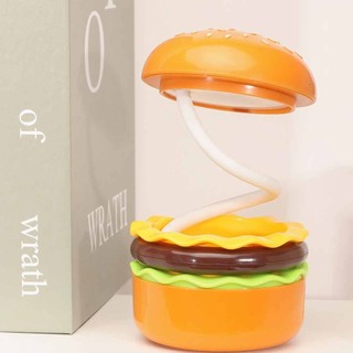 Hamburg Night Light with Pencil Sharpener Study Light Creative Mini Desk Lamp Sleeping Light USB Charging Bedroom Bedside Lamp Children's Gift