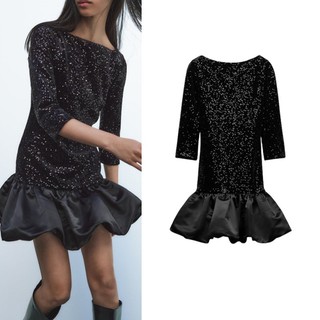 Zara Đầm Hai Dây Đính Kim Sa Lấp Lánh Thời Trang Thu Đông Quyến Rũ Cho Nữ 9462662