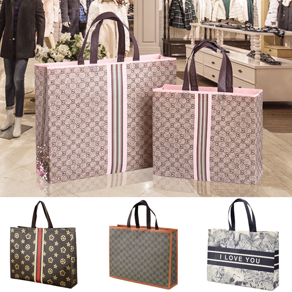 Túi Xách Mua Sắm Bằng Vải Không Dệt Sức Chứa Lớn In Họa Tiết Có Tay Cầm Siêu Bền