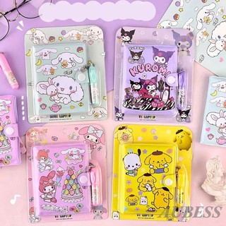 SANRIO Bộ Sổ Tay + Bút Bi + Sổ Tay Ghi Chú Họa Tiết Cinnamoroll Kuromi Nhỏ Gọn Tiện Dụng Cho Học Sinh / Văn Phòng