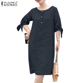 Zanzea Đầm Trễ Vai Cổ Tròn Phong Cách Cổ Điển Thanh Lịch Dành Cho Nữ