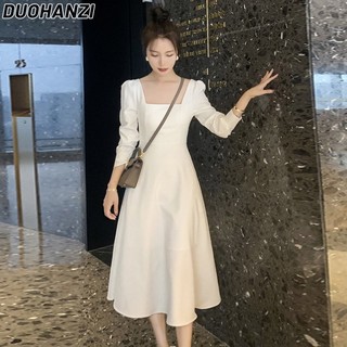 Đầm Midi Cổ Vuông Dáng Chữ A Phong Cách Anh Quốc Thời Trang Cho Nữ