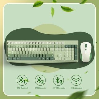 Bow Chế Độ Kép 2.4g Không Dây Ba Bluetooth Hồng Bàn Phím Và Bộ Chuột Thích Hợp Cho Máy Tính Bảng Máy Tính Laptop Cơ Tắt Tiếng Tay Cầm Bé Gái Văn Phòng K161D
