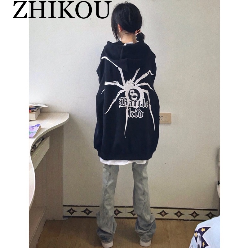 ZHIKOU Áo Khoác hoodie áo khoác nữ zip hoodie cozy casual Chất lượng cao fashionable WWY2410GIB 3Z240115