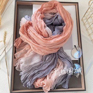 Khăn Choàng Cotton Lanh Màu Gradient Phong Cách Mới Dễ Phối Đồ