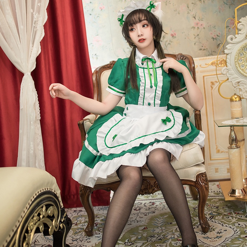 Váy Yếm Dài Hóa Trang Cô Hầu Gái Anime Nhật Bản 7 Màu Lựa Chọn