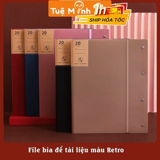 File bìa đựng hồ sơ màu Retro K56 File lá khổ A3 20 ngăn bảo quản hồ sơ tài liệu tiện lợi