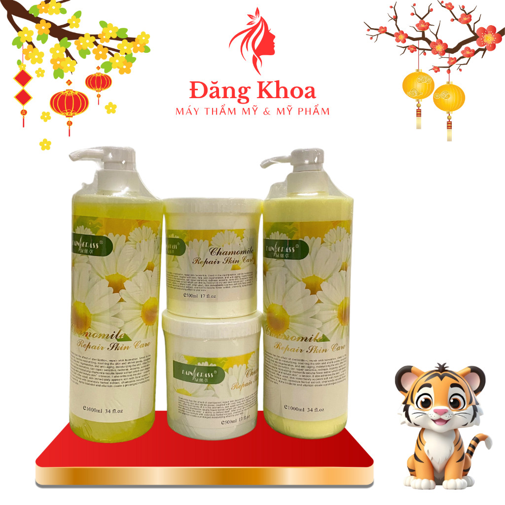 Bộ Chăm Sóc Da Cơ Bản Hoa Cúc, Bộ 4 Chai Sữa Rửa Mặt Kem Massage Tẩy Da Chết chính hãng,dùng cho spa,tmv