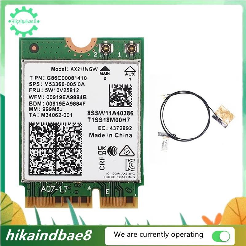 [hIkAi] WiFi 6E AX211NGW Tri Band 2.4G / 5G / 6Ghz Thẻ Wifi mạng không dây cho Bluetooth 5.2 AX211 M