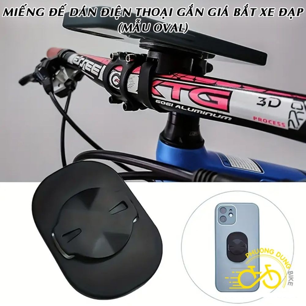 Miếng Đế Dán Điện Thoại Gắn Xe Đạp Mẫu Oval – Chắc Chắn, Dễ Lắp