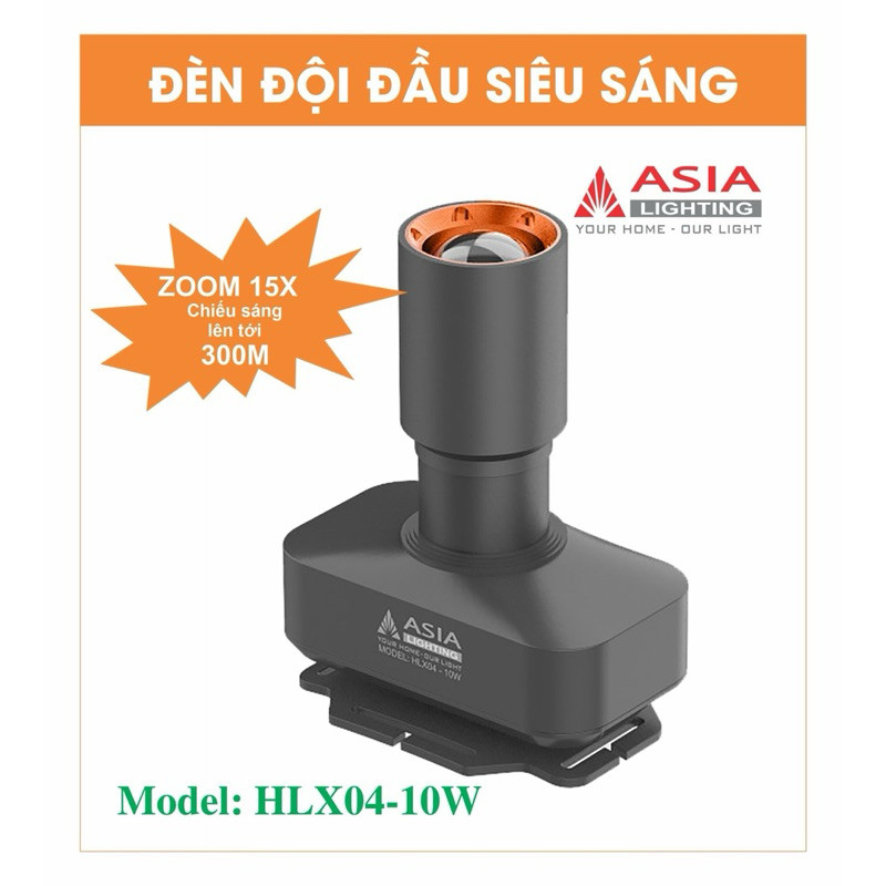 [Asia] Đèn pin đội đầu siêu sáng Asia Lighting 10W, Zoom 15X chiếu sáng tới 300 mét